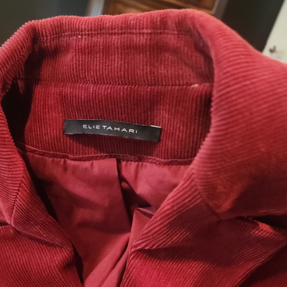 Elie Tahari Burgundy Corduroy Blazer